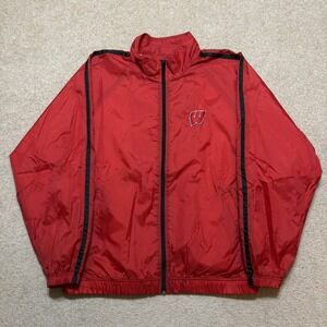 Vtg Wisconsin Badgers Jacket Mens Medium Red NCAA Pro Player 90s Windbreaker